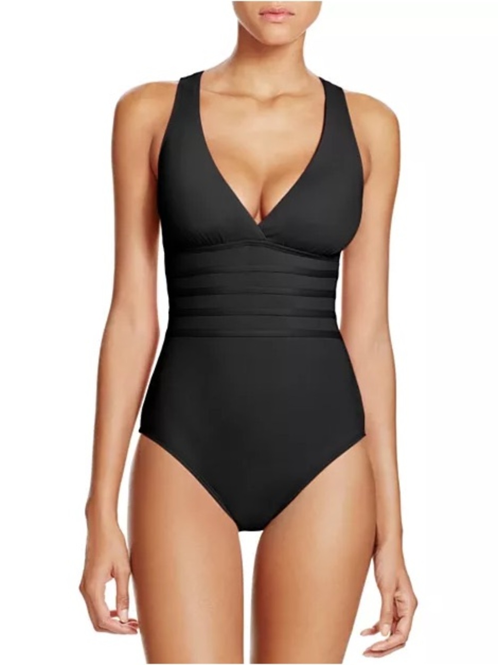 La Blanca Island Goddess Strappy Back One Piece Swimsuit Black Size L - Picture 1 of 6